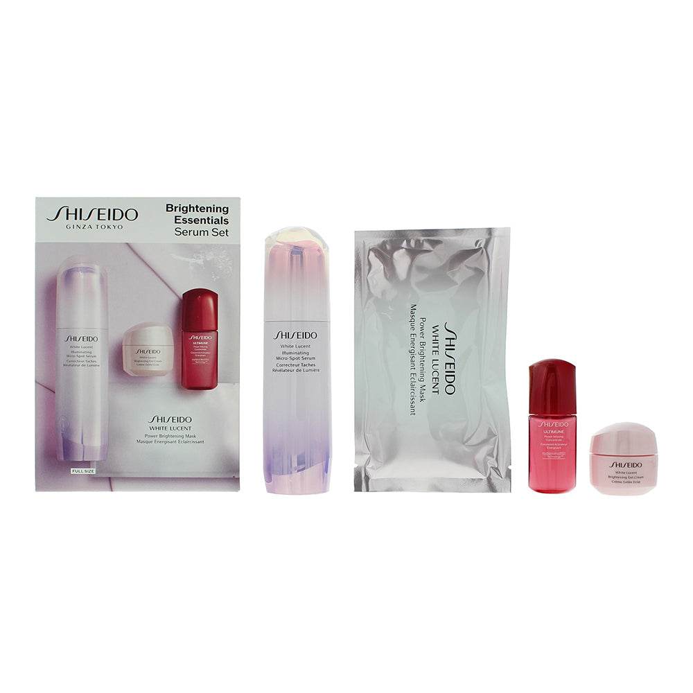 Shiseido Brightening Essentials Eye Gift Set 50ml Power Infusing Concentrate + 15ml Eye Cream + 15ml Gel Cream + Power Brightening Mask - TrendFynd