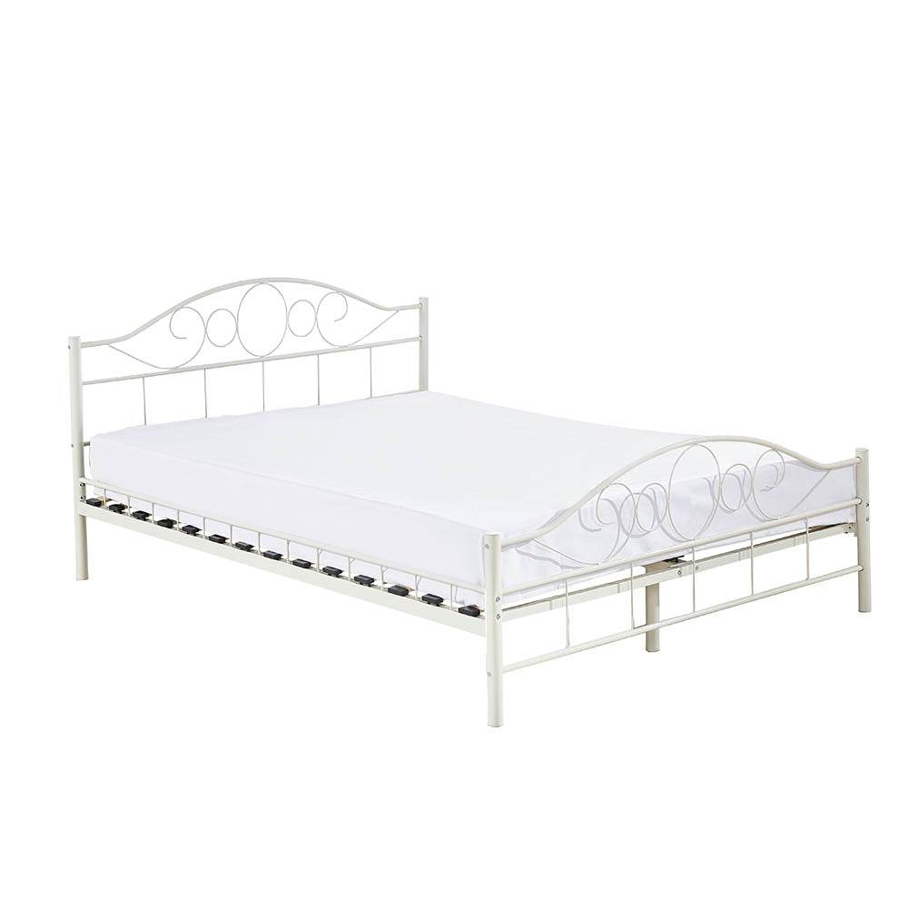 Mimi metal bed frame with gift bed grid in several sizes and colors-White 160x200cm - TrendFynd