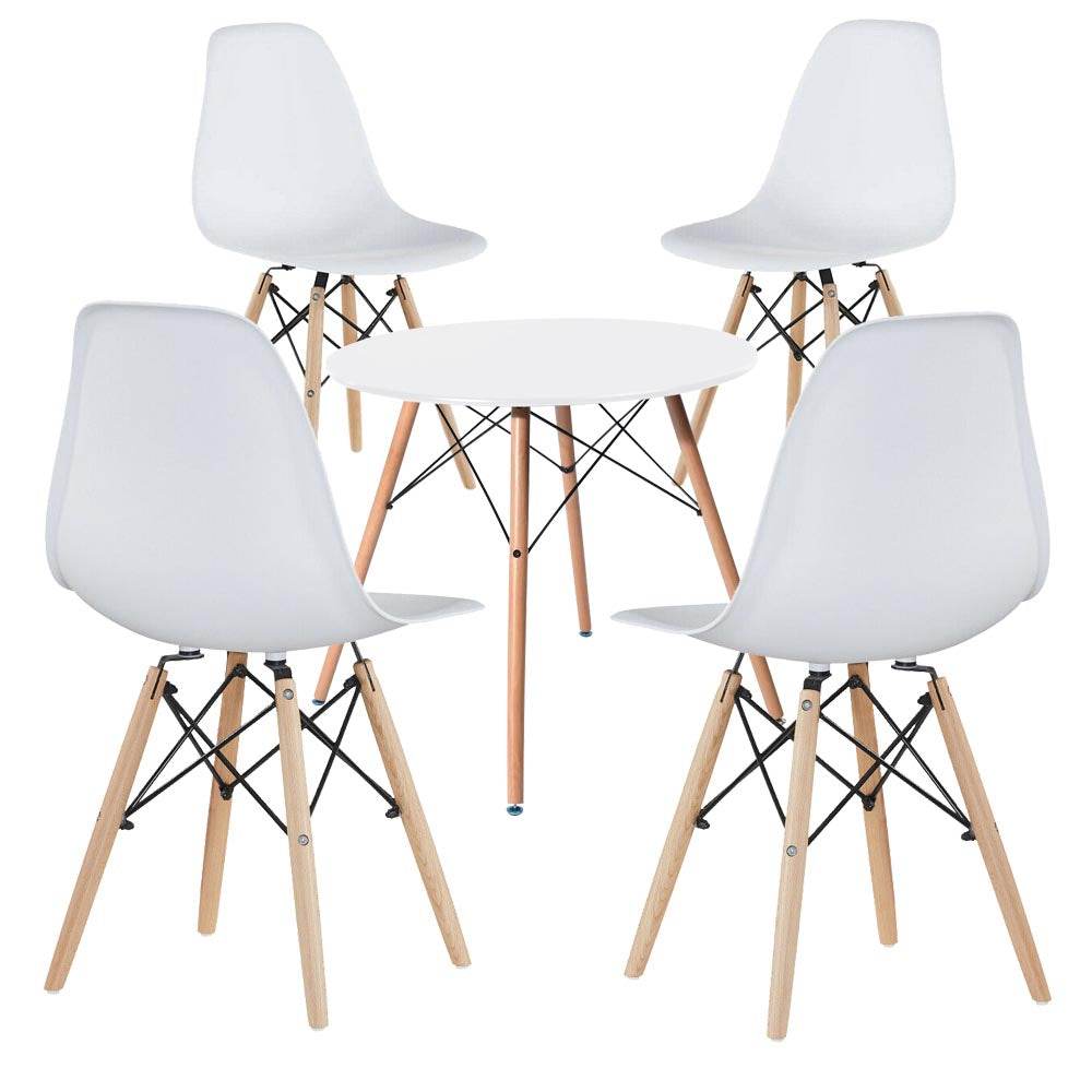 4 modern dining chairs with table, 3 colors - white - TrendFynd