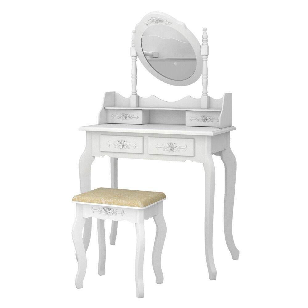 Mirrored dressing table with chair, Rome in several colors-white - TrendFynd