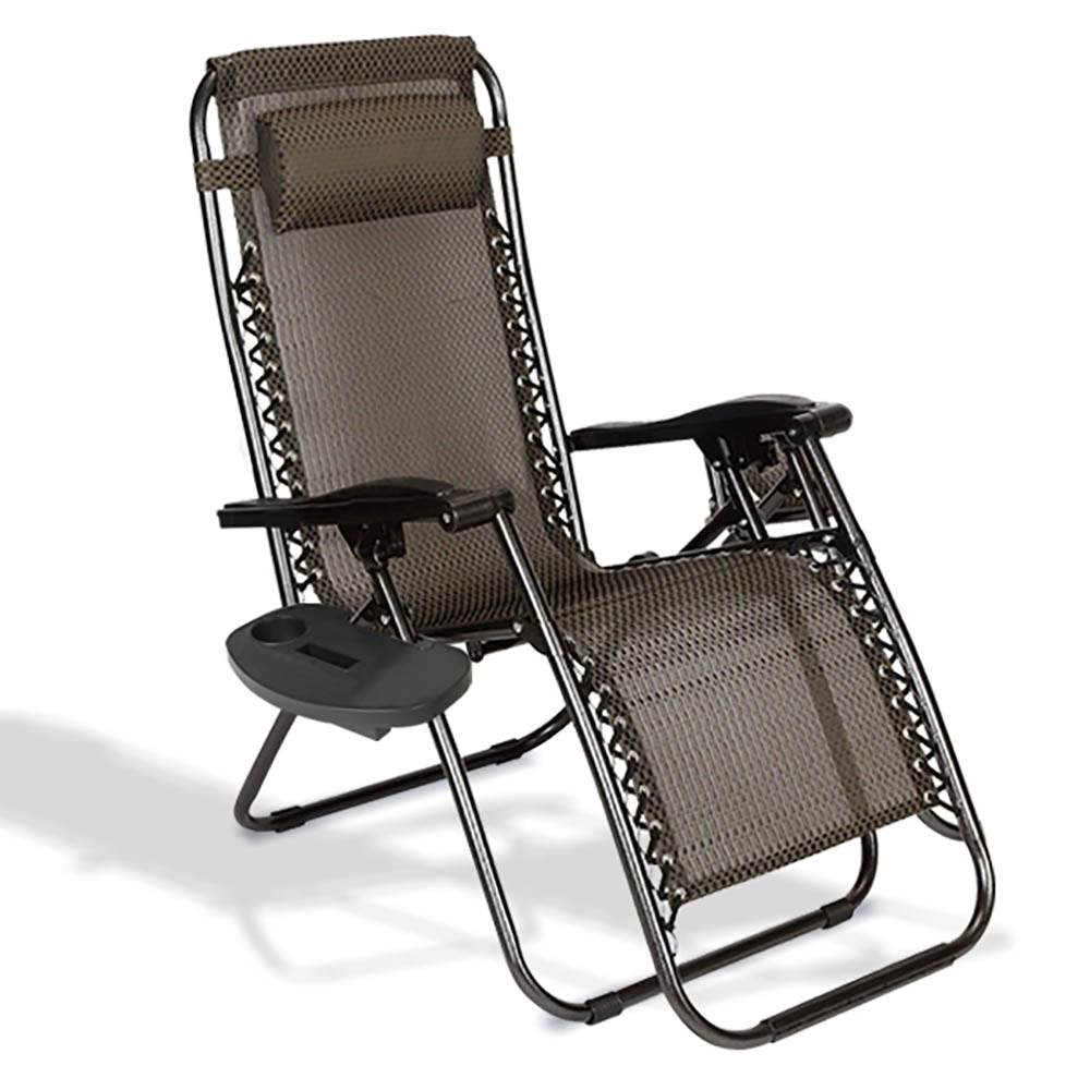 Zero gravity garden chair with gift cup holder, 2 pcs-grey - TrendFynd
