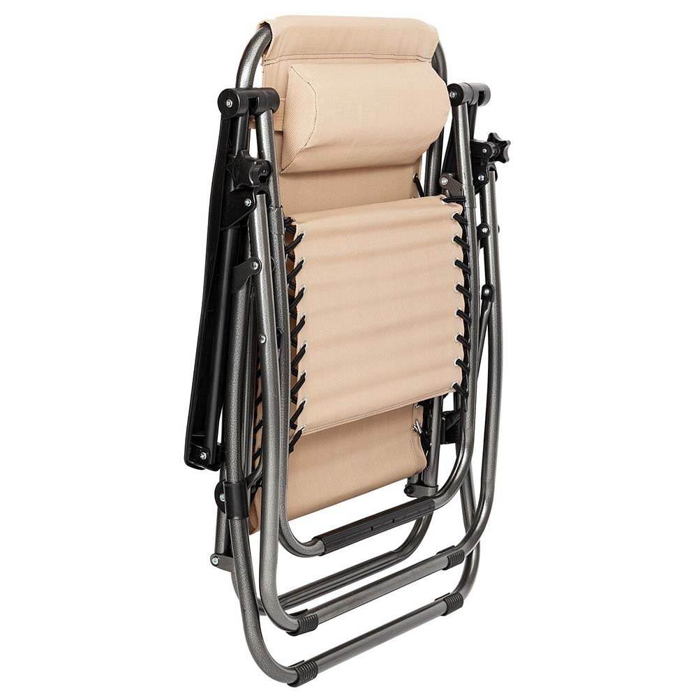 Zero gravity garden chair with gift cup holder, 2 pcs-beige - TrendFynd